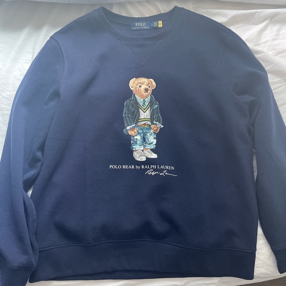 Polo Ralph Lauren Heritage Bear Crew Sweater Navy - Picture 2 of 4